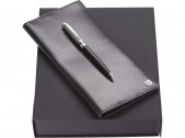 Набор: трэвел-портмоне, ручка шариковая, черный/серебристый