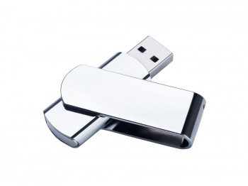 USB 2.0- флешка на 8 Гб глянцевая поворотная, серебристый, размер 8Gb