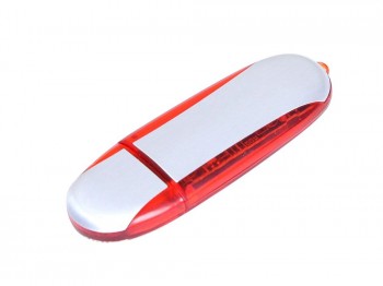 USB 2.0- флешка промо на 64 Гб овальной формы, красный/серебристый, размер 64Gb
