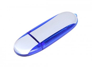 USB 2.0- флешка промо на 16 Гб овальной формы, серебристый/синий, размер 16Gb