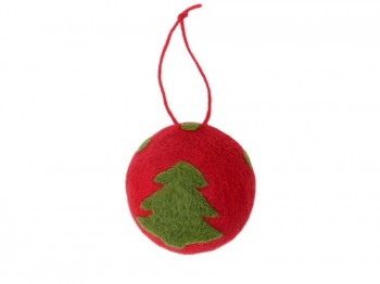 Новогодний шар из войлока «Елочная игрушка», красный/зеленый
