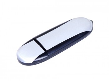 USB 2.0- флешка промо на 4 Гб овальной формы, черный/серебристый, размер 4Gb