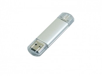 USB 2.0/micro USB- флешка на 32 Гб, серебристый, размер 32Gb