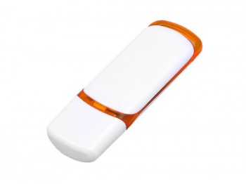 USB 2.0- флешка на 4 Гб с цветными вставками, белый/оранжевый, размер 4Gb