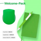 Набор подарочный WELCOME-PACK: бизнес-блокнот, ручка, коробка, зеленое яблоко, зеленое яблоко