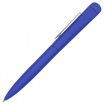 IQ, ручка с флешкой, 8 GB, металл, soft-touch, синий, серебристый