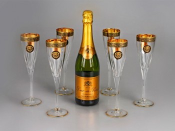 Набор бокалов для шампанского «Сила льва», прозрачный/золотистый