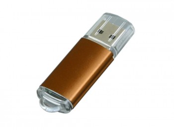 USB 2.0- флешка на 16 Гб с прозрачным колпачком, коричневый, размер 16Gb