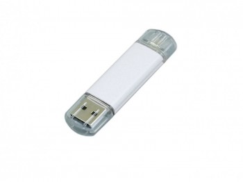 USB 2.0/micro USB- флешка на 16 Гб, белый, размер 16Gb