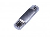 USB 2.0/micro USB/Type-C- флешка на 16 Гб, серебристый, размер 16Gb