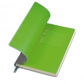 Бизнес-блокнот 'Funky' А5, с цветным  форзацем, мягкая обложка,  в линейку, серый, зеленый