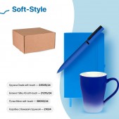 Набор подарочный SOFT-STYLE: бизнес-блокнот, ручка, кружка, коробка, стружка, синий, синий