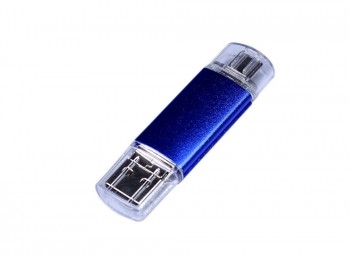 USB 2.0/micro USB/Type-C- флешка на 16 Гб, синий, размер 16Gb