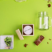 Набор подарочный PARTYMAKER: кружка-банка, горшочек для выращивания мяты, коробка, стружка, прозрачный, зеленый