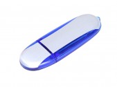 USB 2.0- флешка промо на 32 Гб овальной формы, серебристый/синий, размер 32Gb