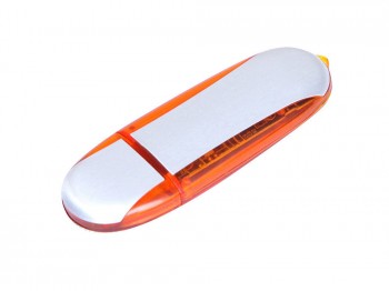 USB 2.0- флешка промо на 8 Гб овальной формы, оранжевый/серебристый, размер 8Gb